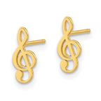 FJC Finejewelers 14 kt Yellow Gold Button Polished Treble Clef Note Post Earrings 10 x 5 mm