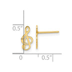 FJC Finejewelers 14 kt Yellow Gold Button Polished Treble Clef Note Post Earrings 10 x 5 mm