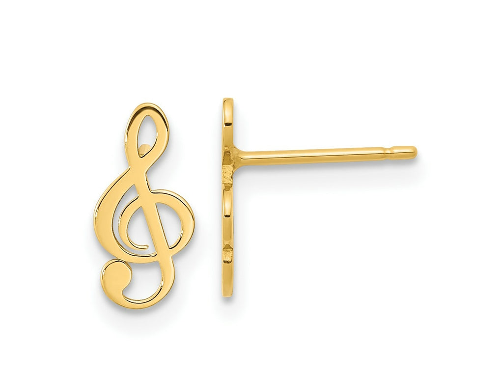 FJC Finejewelers 14 kt Yellow Gold Button Polished Treble Clef Note Post Earrings 10 x 5 mm