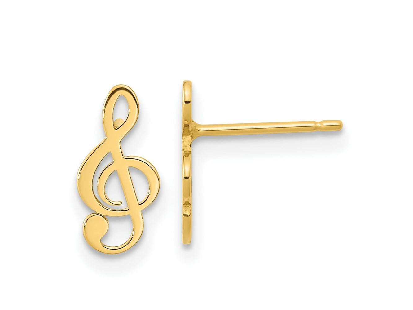 FJC Finejewelers 14 kt Yellow Gold Button Polished Treble Clef Note Post Earrings 10 x 5 mm