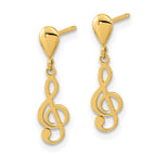 FJC Finejewelers 14 kt Yellow Gold Polished Treble Clef Dangle Earrings 18 x 5 mm