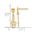 FJC Finejewelers 14 kt Yellow Gold Polished Treble Clef Dangle Earrings 18 x 5 mm