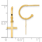 FJC Finejewelers 14 kt Yellow Gold Polished Cross Dangle Earrings 24 x 8 mm