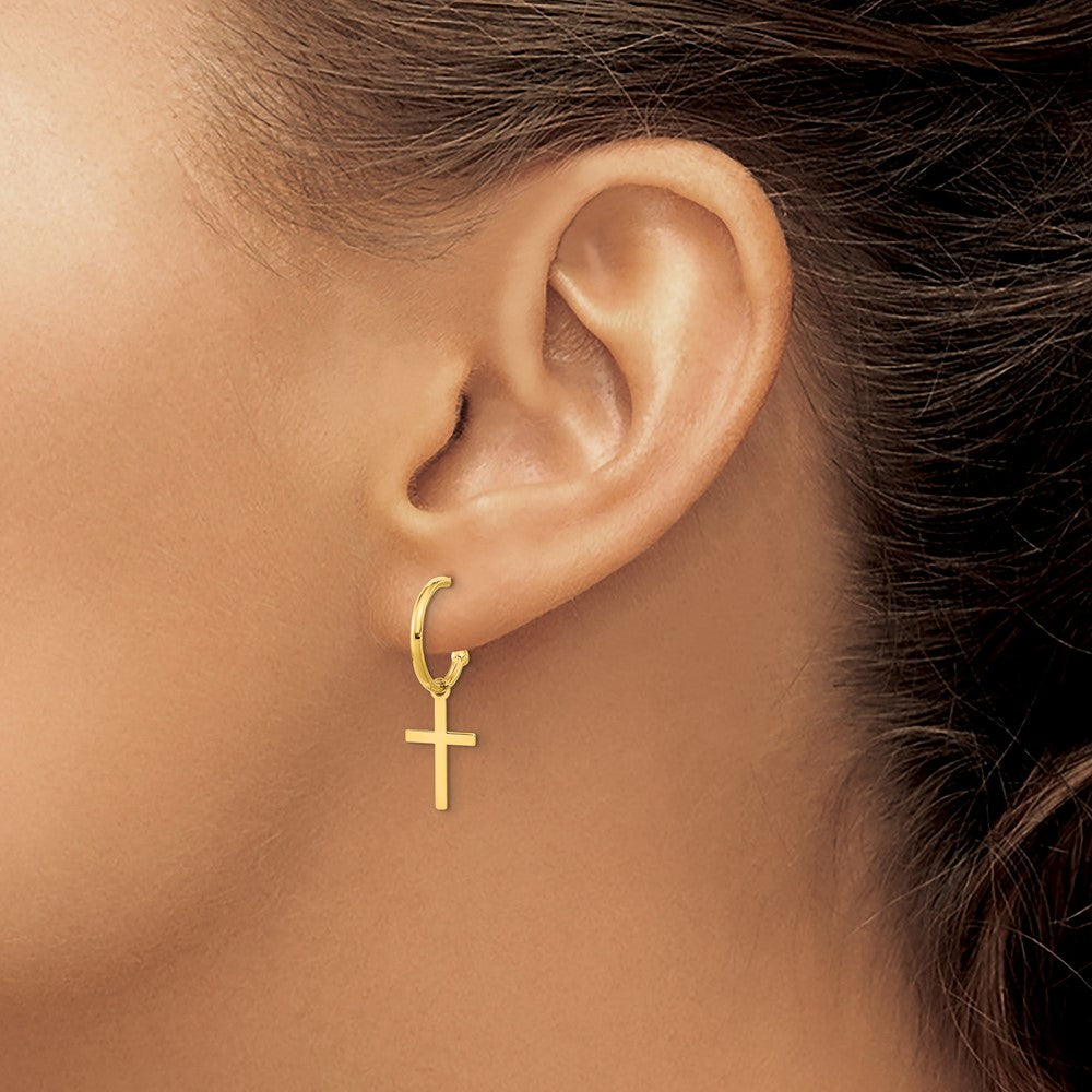 FJC Finejewelers 14 kt Yellow Gold Polished Cross Dangle Earrings 24 x 8 mm
