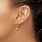 FJC Finejewelers 14 kt Yellow Gold Polished Cross Dangle Earrings 24 x 8 mm
