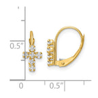 FJC Finejewelers 14 kt Yellow Gold Dangle CZ Polished Leverback Cross Earrings 13 x 6 mm