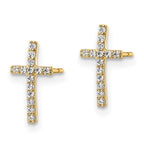 FJC Finejewelers 14 kt Yellow Gold Button CZ Cross Post Earrings 11 x 6 mm