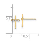 FJC Finejewelers 14 kt Yellow Gold Button CZ Cross Post Earrings 9 x 6 mm