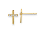 FJC Finejewelers 14 kt Yellow Gold Button CZ Cross Post Earrings 9 x 6 mm