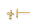 FJC Finejewelers 14 kt Yellow Gold Button CZ Cross Post Earrings 7 x 5 mm