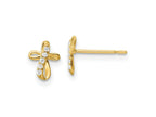 FJC Finejewelers 14 kt Yellow Gold Button CZ Cross Post Earrings 7 x 5 mm