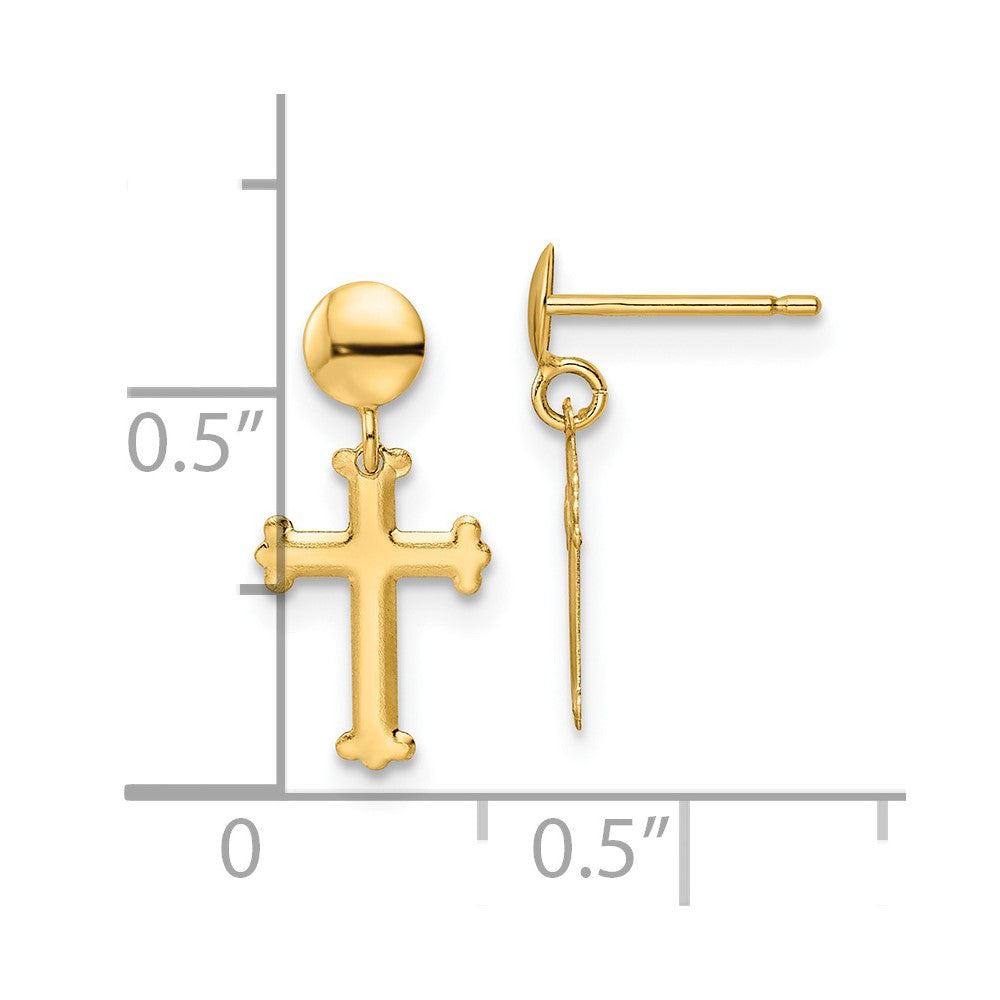 FJC Finejewelers 14 kt Yellow Gold Polished Cross Post Dangle Earrings 16 x 7 mm