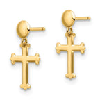FJC Finejewelers 14 kt Yellow Gold Polished Cross Post Dangle Earrings 16 x 7 mm