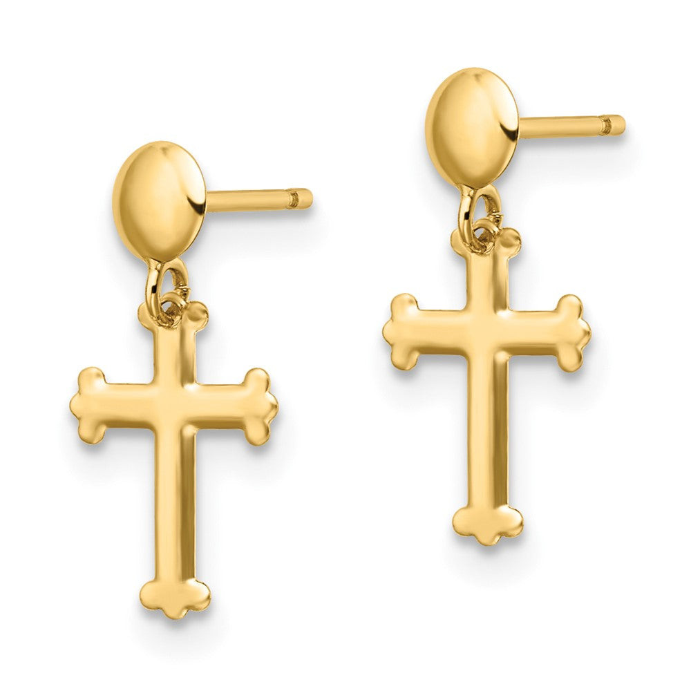 FJC Finejewelers 14 kt Yellow Gold Polished Cross Post Dangle Earrings 16 x 7 mm