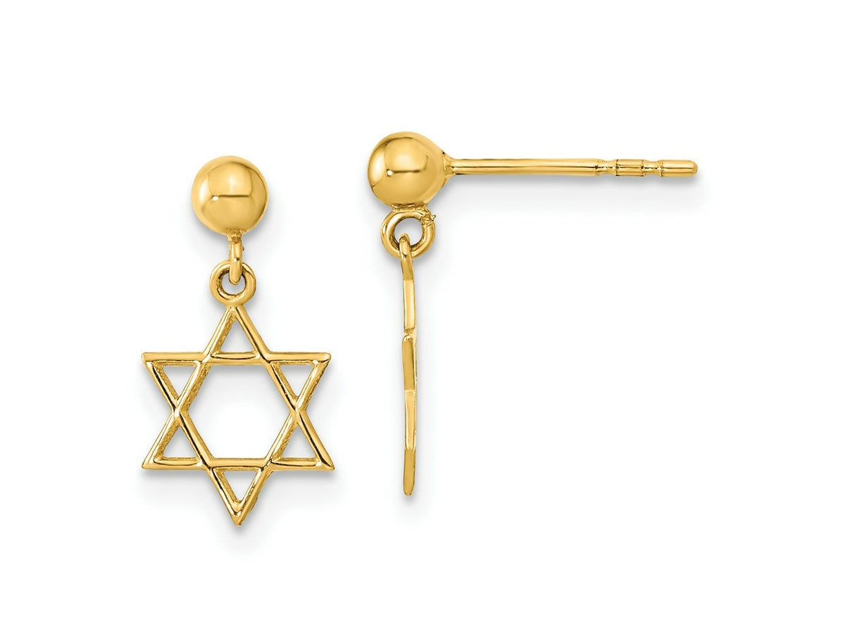FJC Finejewelers 14 kt Yellow Gold Polished Star of David Post Dangle Earrings 13 x 7 mm