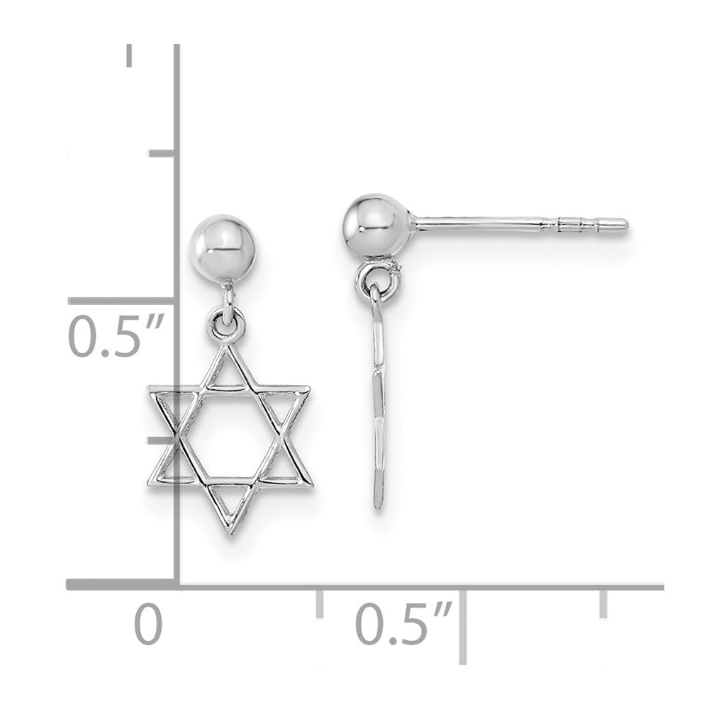 FJC Finejewelers 14 kt White Gold Polished Star of David Post Dangle Earrings 13 mm x 7 mm