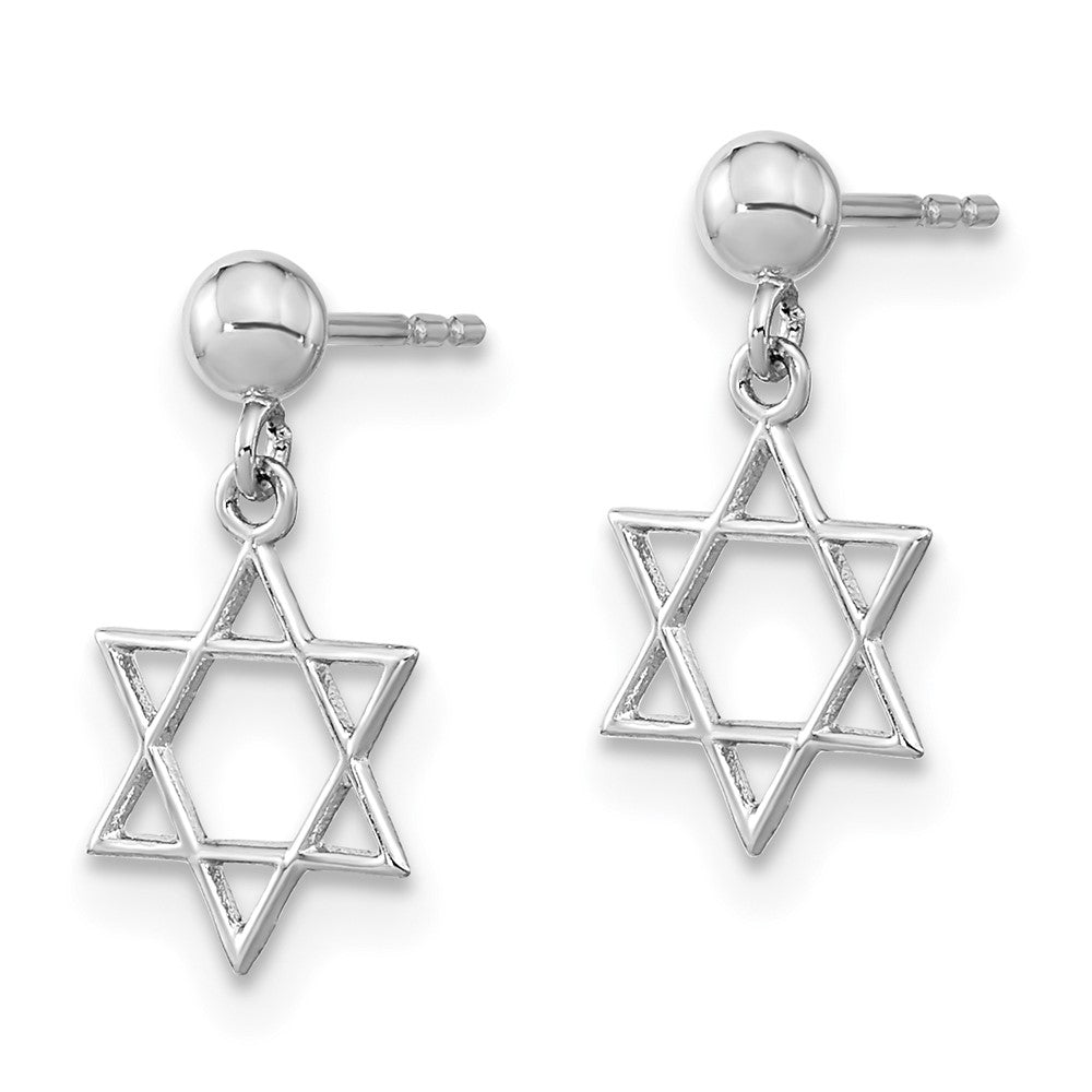 FJC Finejewelers 14 kt White Gold Polished Star of David Post Dangle Earrings 13 mm x 7 mm