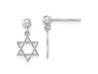 FJC Finejewelers 14 kt White Gold Polished Star of David Post Dangle Earrings 13 mm x 7 mm