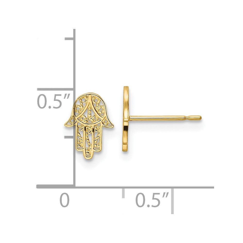FJC Finejewelers 14 kt Yellow Gold Button Hamsa Post Earrings 8 mm x 6 mm