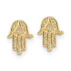 FJC Finejewelers 14 kt Yellow Gold Button Hamsa Post Earrings 8 mm x 6 mm