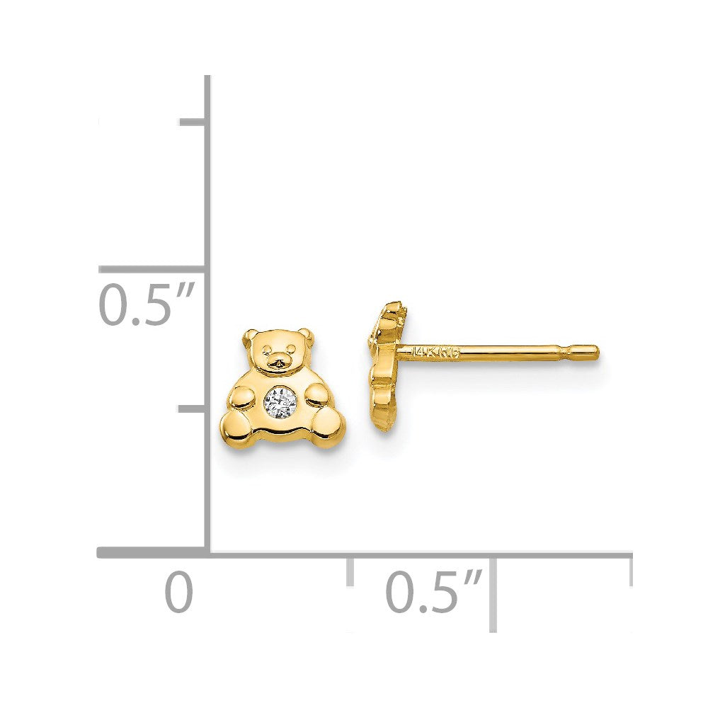 FJC Finejewelers 14 kt Yellow Gold Button Bear with CZ Earrings 6 mm x 6 mm