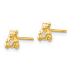 FJC Finejewelers 14 kt Yellow Gold Button Bear with CZ Earrings 6 mm x 6 mm