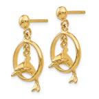 FJC Finejewelers 14k Yellow Gold Polished 3-d Dolphin Jumping Through Hoop Dangle Earrings