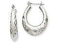 FJC Finejewelers 14k White Gold Polished Hammered Hoop Earrings