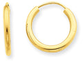 FJC Finejewelers 14k Yellow Gold Polished Round Endless 2mm Hoop Earrings