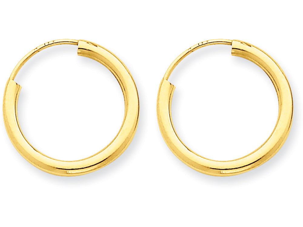 FJC Finejewelers 14k Yellow Gold Polished Round Endless 2mm Hoop Earrings