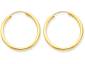 FJC Finejewelers 14k Yellow Gold Polished Round Endless 2mm Hoop Earrings