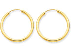 FJC Finejewelers 14k Yellow Gold Polished Round Endless 2mm Hoop Earrings