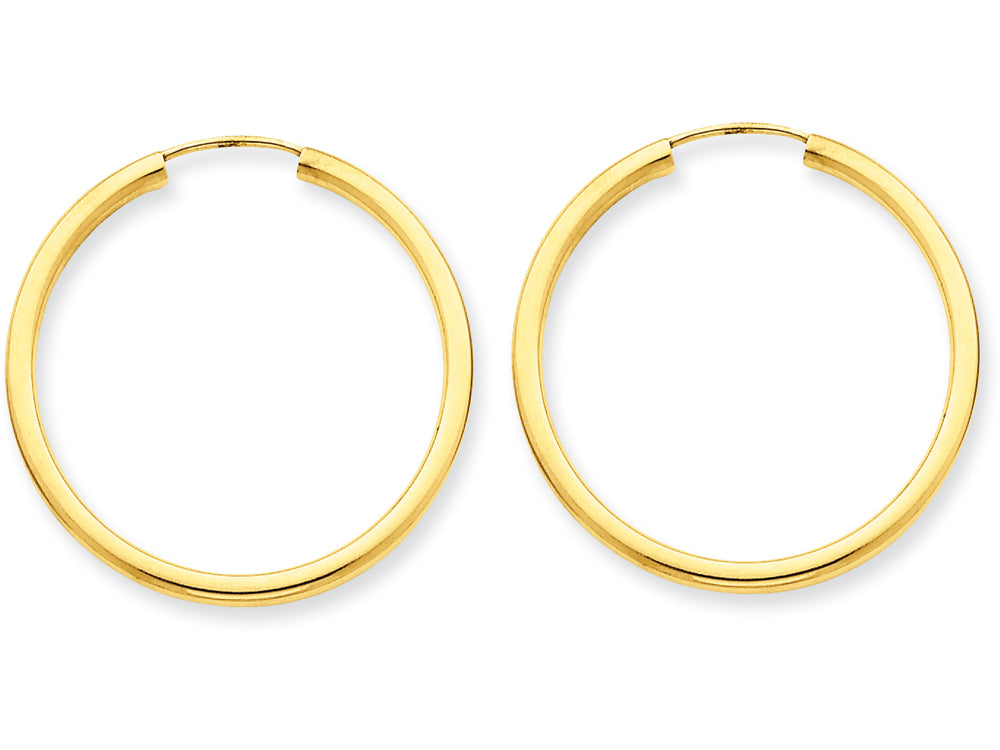 FJC Finejewelers 14k Yellow Gold Polished Round Endless 2mm Hoop Earrings