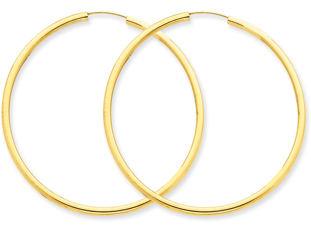 FJC Finejewelers 14k Yellow Gold Polished Round Endless 2mm Hoop Earrings