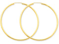 FJC Finejewelers 14k Yellow Gold Polished Round Endless 2mm Hoop Earrings