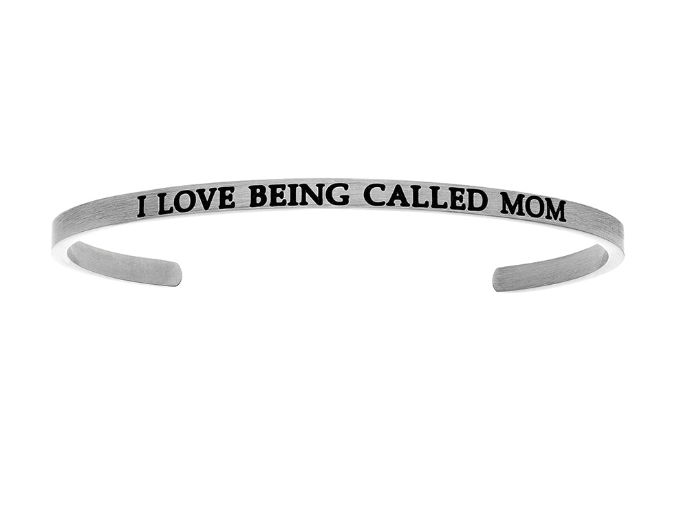 Intuitions Stainless Steel i Love Being Called Mom Cuff Bangle