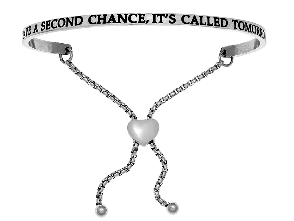 Intuitions Stainless Steel i Have A Second Chance, It's Called Tomorrow Adjustable Friendship Bracelet