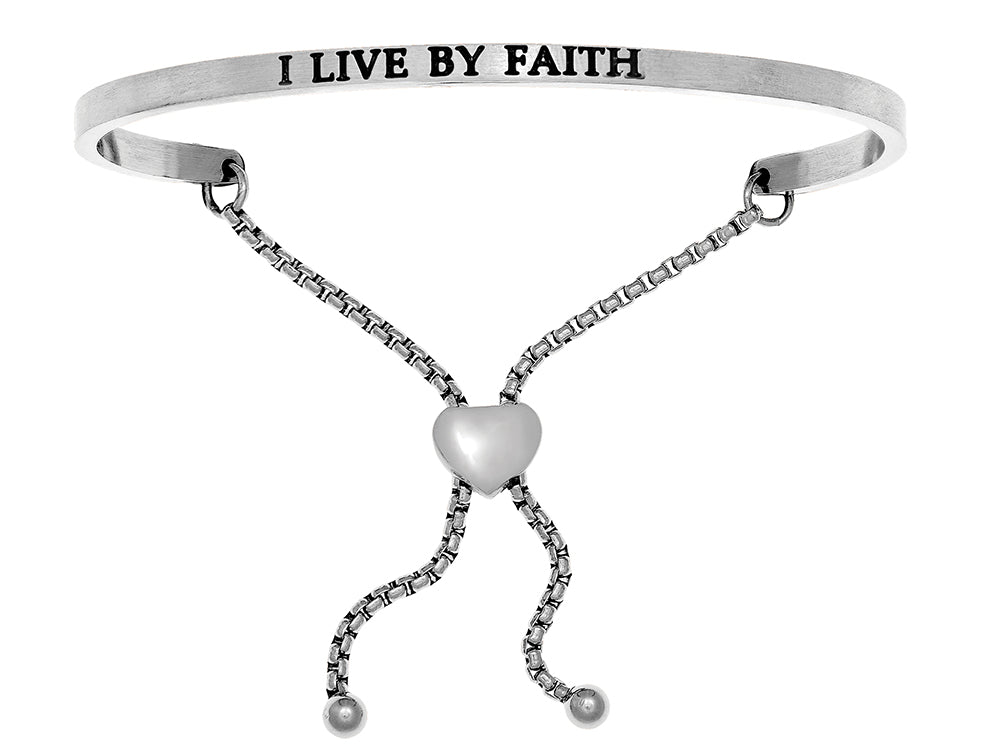Intuitions Stainless Steel i Live By Faith Adjustable Friendship Bracelet