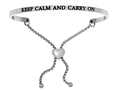 Intuitions Stainless Steel keep Calm And Carry On Adjustable Friendship Bracelet