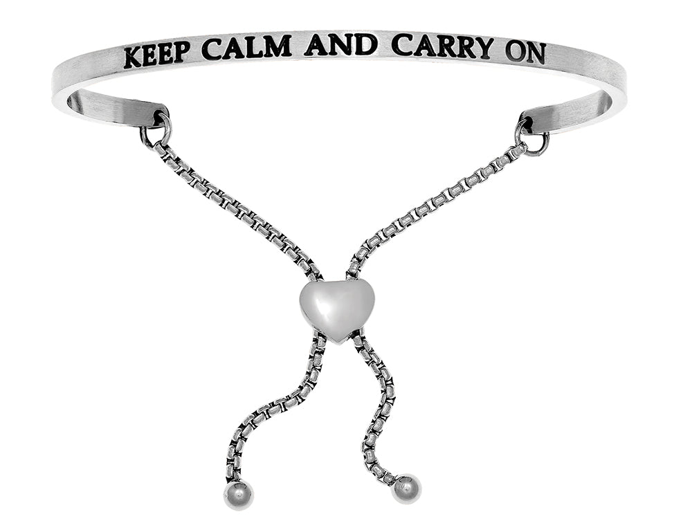 Intuitions Stainless Steel keep Calm And Carry On Adjustable Friendship Bracelet