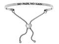 Intuitions Stainless Steel no Pain, No Gain Adjustable Friendship Bracelet
