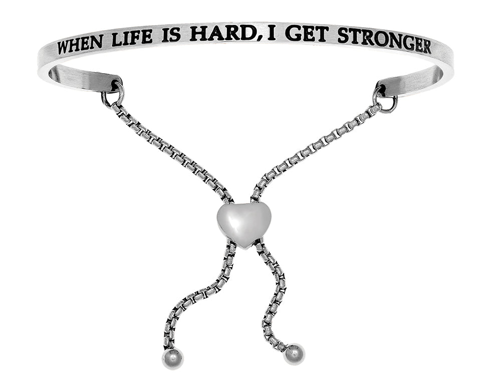 Intuitions Stainless Steel when Life Is Hard, I Get Stronger Adjustable Friendship Bracelet