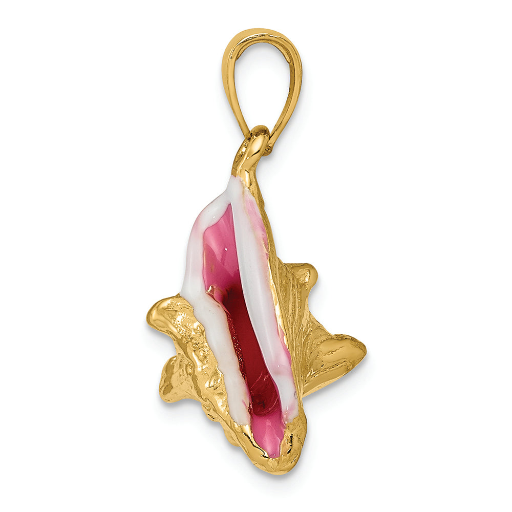 FJC Finejewelers 14k Yellow Gold Polished 3d Pink White Enameled Conch Shell Charm