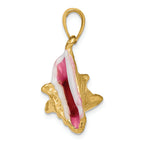 FJC Finejewelers 14k Yellow Gold Polished 3d Pink White Enameled Conch Shell Charm