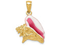 FJC Finejewelers 14k Yellow Gold Polished 3d Pink White Enameled Conch Shell Charm