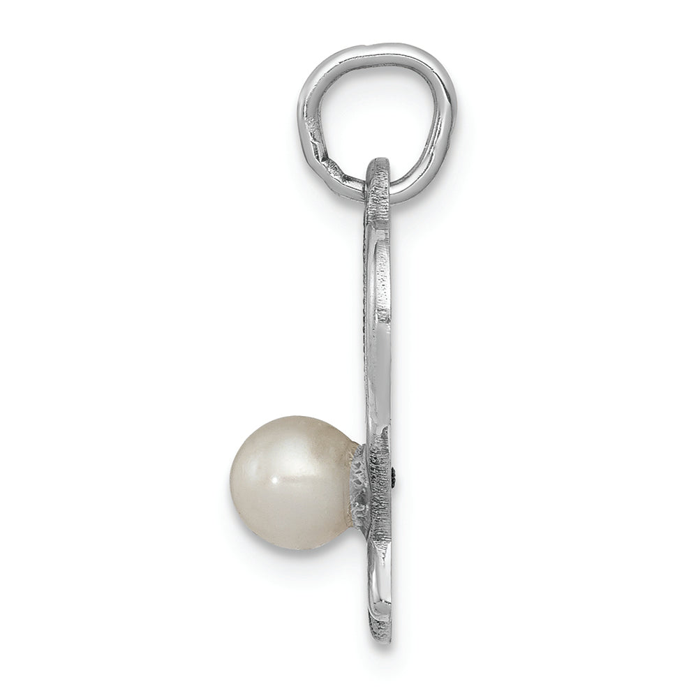FJC Finejewelers 14k White Gold Tennis Racquets with Cultured Charm