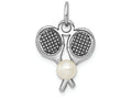 FJC Finejewelers 14k White Gold Tennis Racquets with Cultured Charm