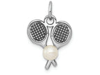 FJC Finejewelers 14k White Gold Tennis Racquets with Cultured Charm