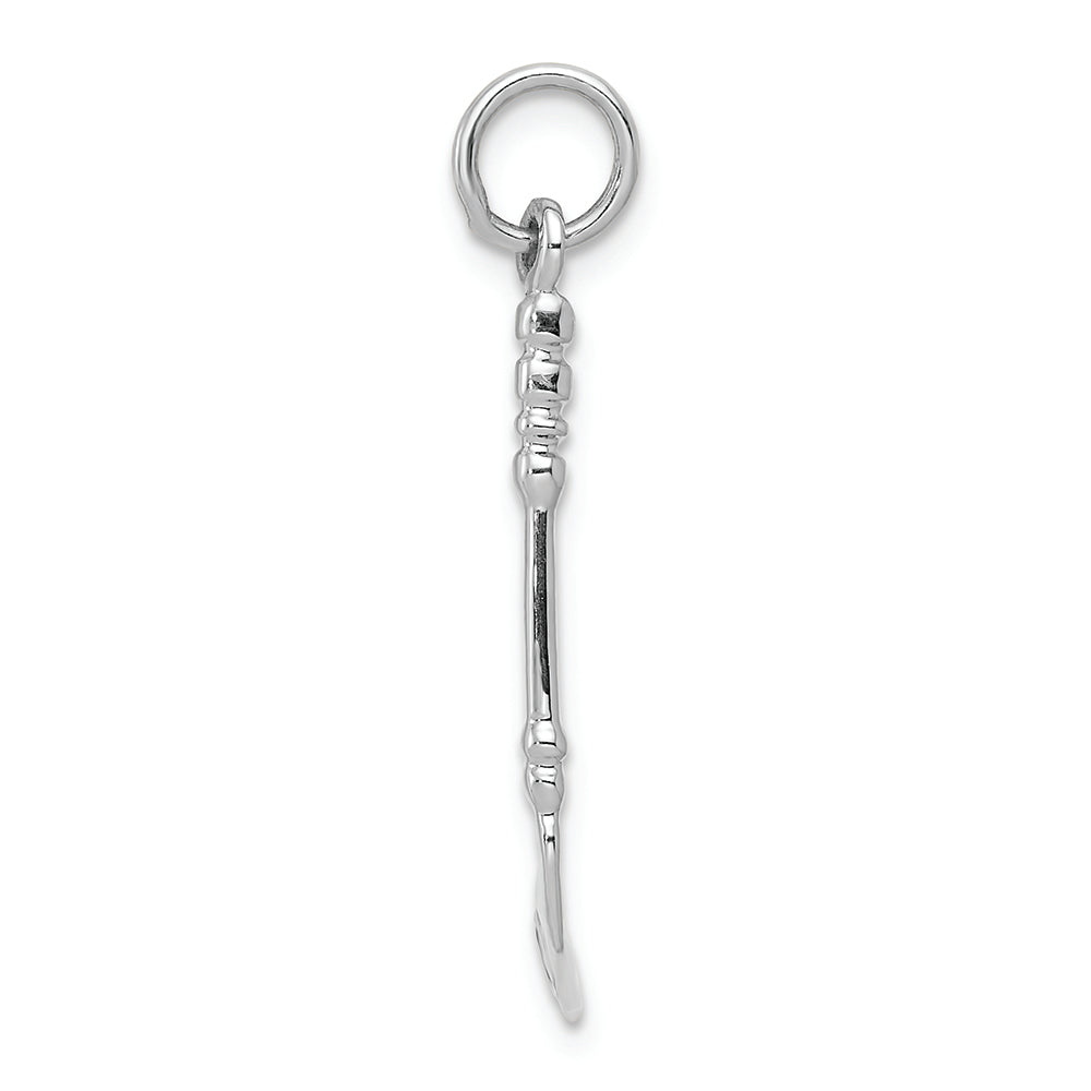 FJC Finejewelers 14k White Gold Solid Polished 3d Black Enameled Hockey Stick Charm