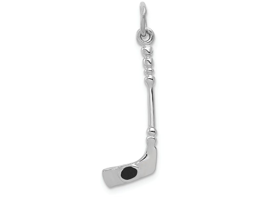 FJC Finejewelers 14k White Gold Solid Polished 3d Black Enameled Hockey Stick Charm
